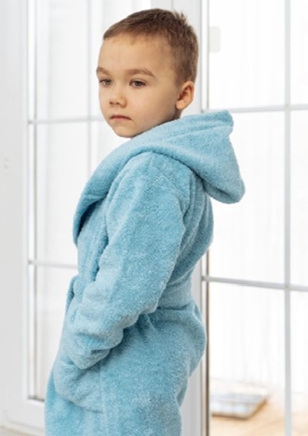 Халат детский махровый Almando Melado с капюшоном голубой 122 купить по  выгодной цене Екатеринбург